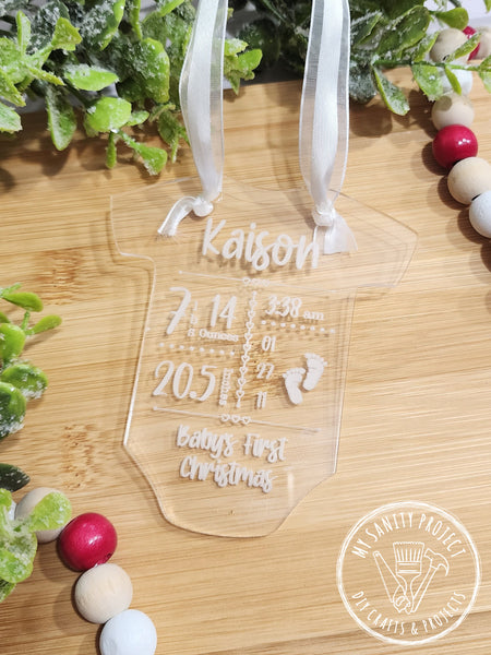 Clear Onesie Baby Ornament
