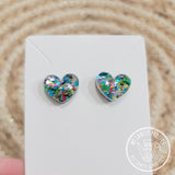 Chunky Turquoise Confetti Studs