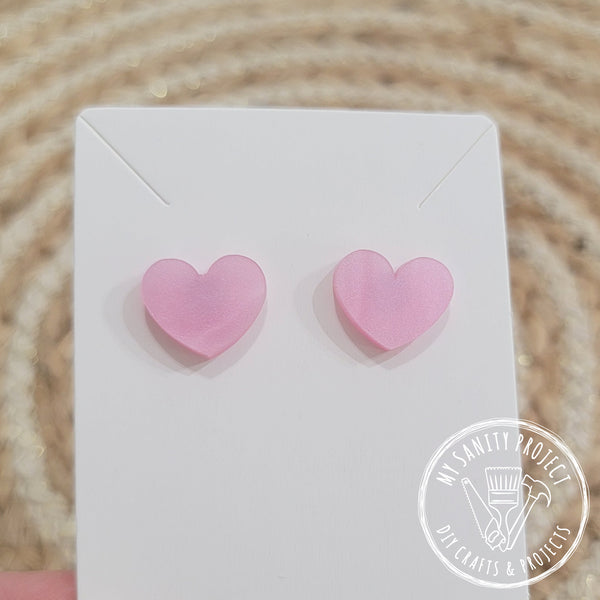 Pink Pearl Heart Studs