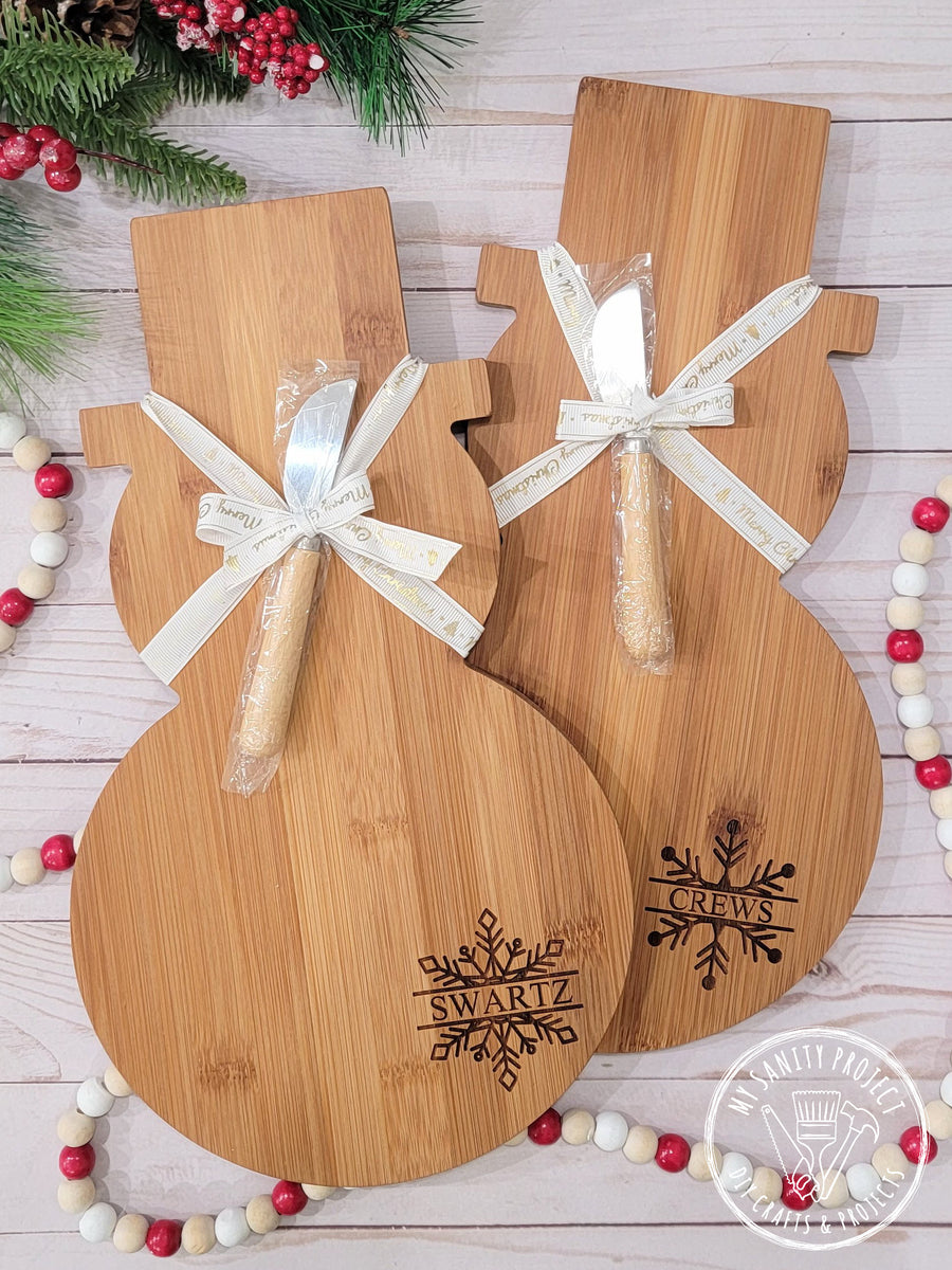 Set of 4 Snowman Mini Cutting Boards Rectangle Shape- DIY Craft